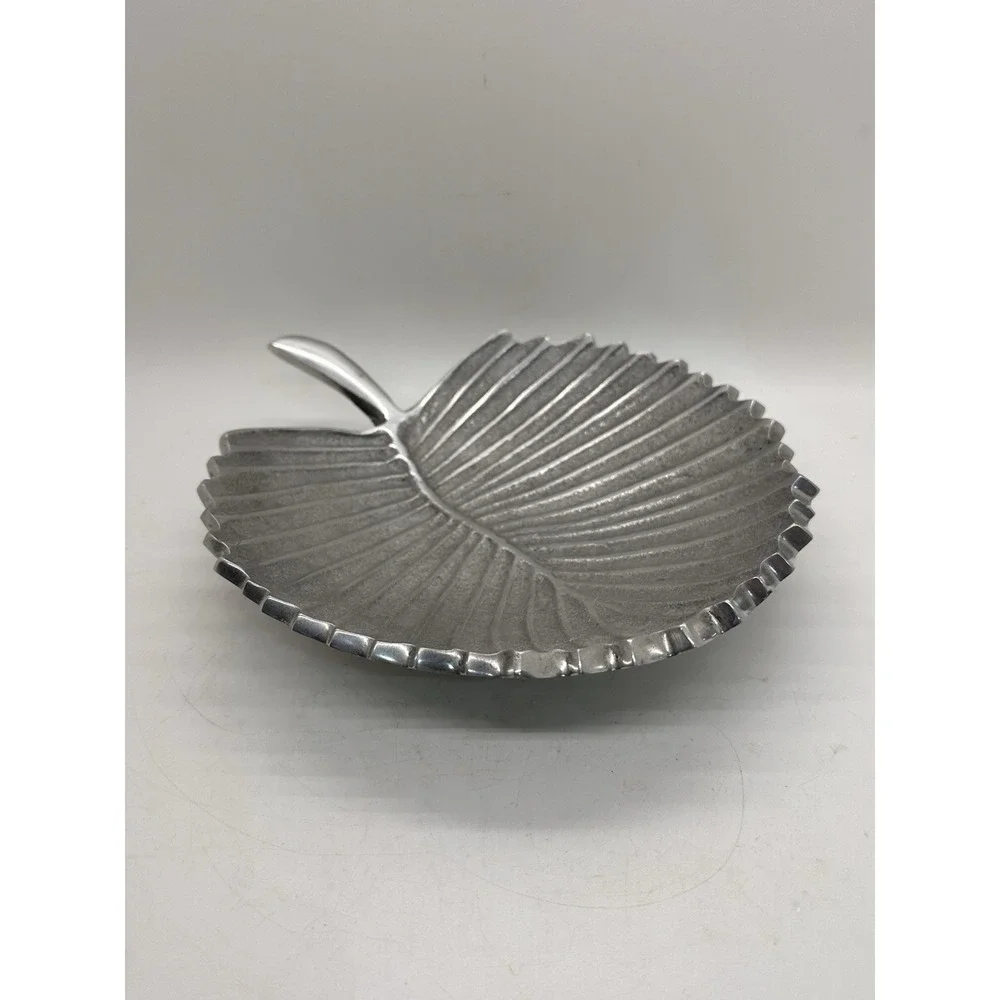 Cast‎ Aluminum Leaf Tray Bowl Silver Decorative Dish India 9